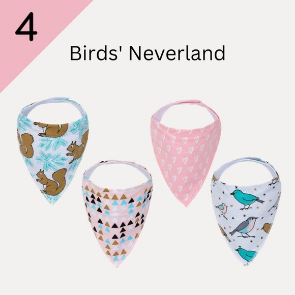 KaWaii Stylish Triangle Bandana Bib Scarfs for feeding teething drooling 4-Pack - Picture 4 of 9